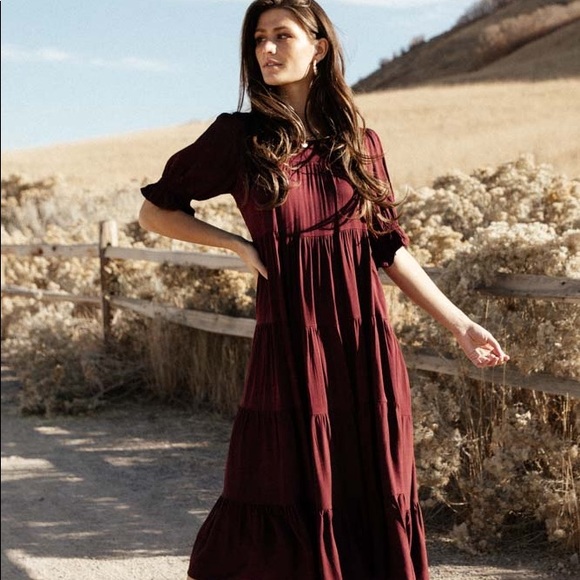bohme Dresses & Skirts - Böhme Sunshine Tiered Midi Dress in Plum